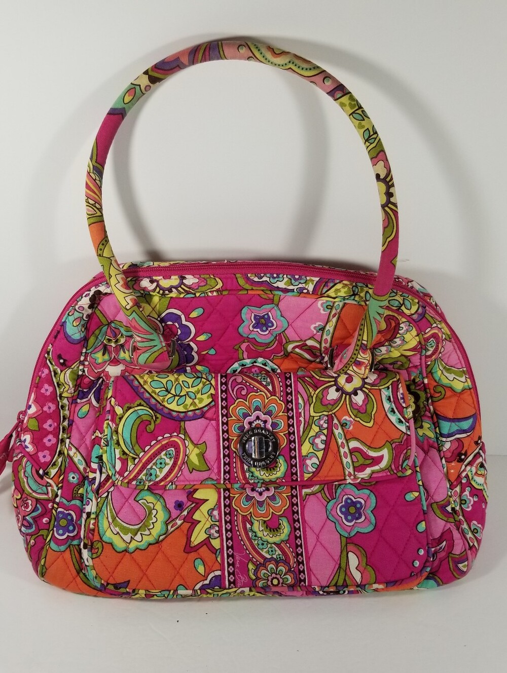 Vera Bradley Call Me Coral Tote Shoulder Bag Purse Retired Side Pockets